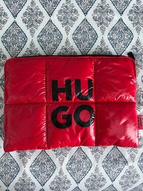 HUGO Bright Red Quilted Kids Puffer with Black Logo